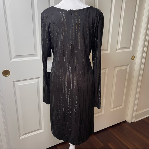 NWT Karen Kane Starlight Black Sequins Sheath Dress Long Sleeve XL - Picture 6 of 16
